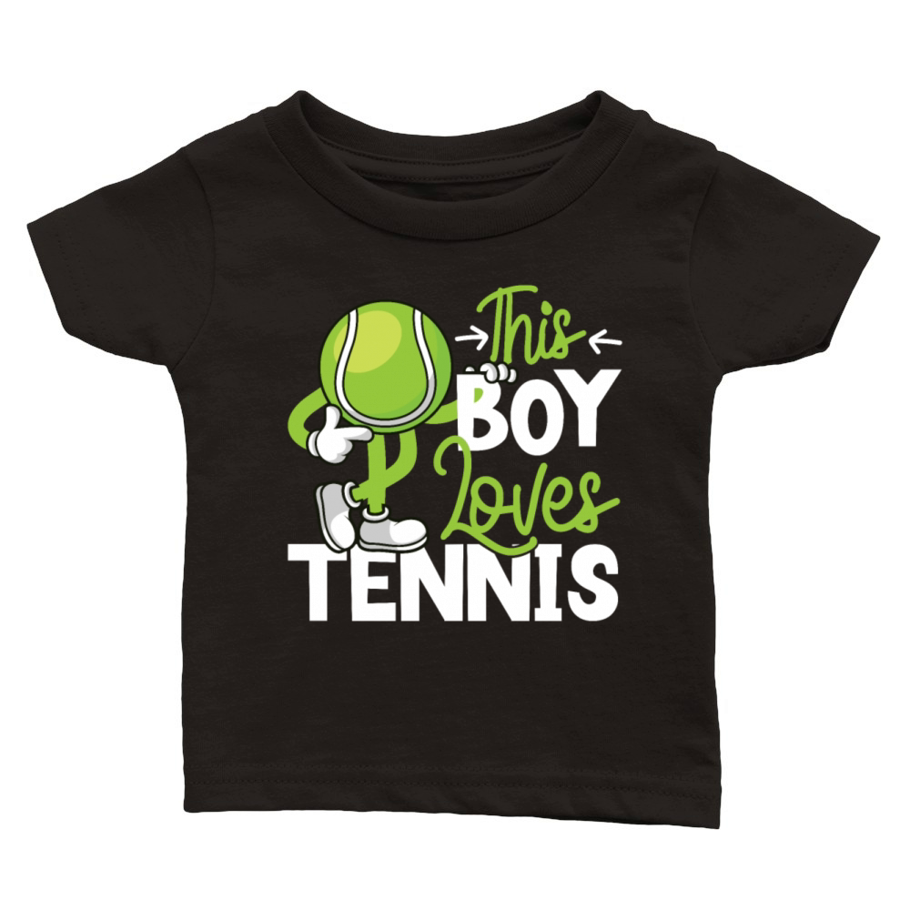 Funny Tennis Player Racket Boy Classic Baby Crewneck T-shirt