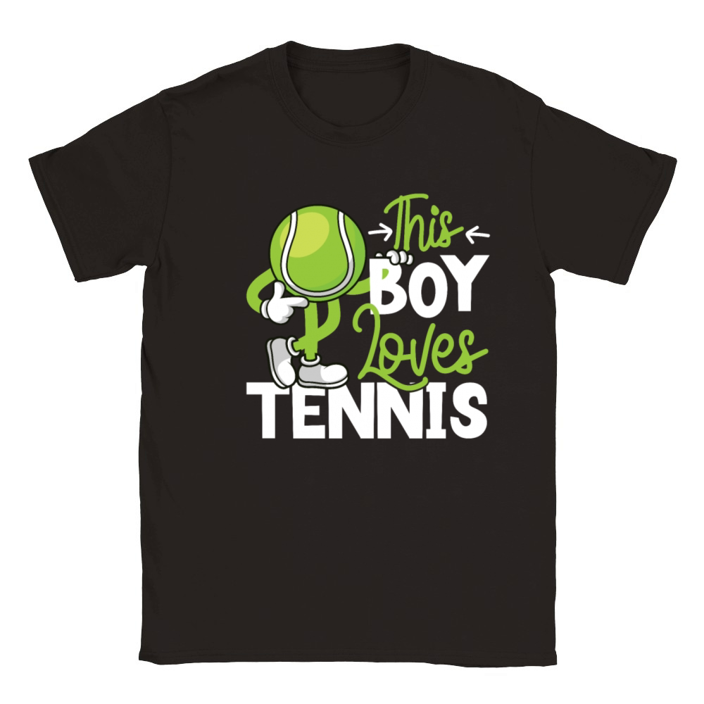 Funny Tennis Player Racket Boy Classic Kids Crewneck T-shirt