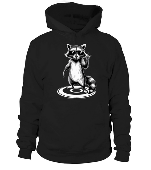 Rock On Concert Festival Music Funny Raccoon Hoodie Unisex