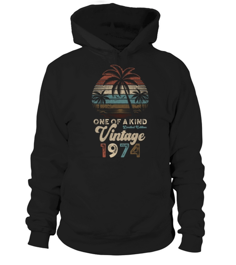 Vintage 1974 Birthday Palm Trees Hoodie Unisex