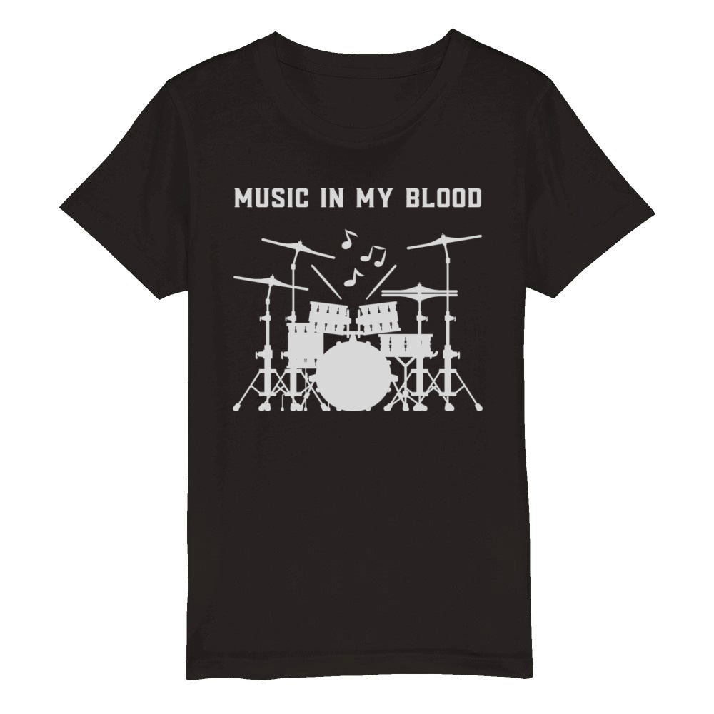 Music in My Blood - Drums Organic Kids Crewneck T-shirt
