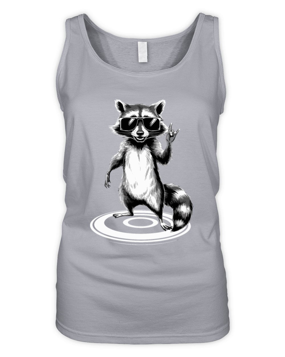 Rock On Concert Festival Music Funny Raccoon Organic Women's Tank Top