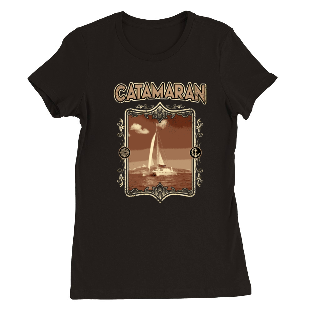 Catamaran-Sailing Yachting-Sailor Vintage Premium Womens Crewneck T-shirt