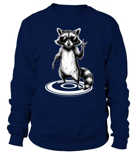 Rock On Concert Festival Music Funny Raccoon Sweatshirt Unisex