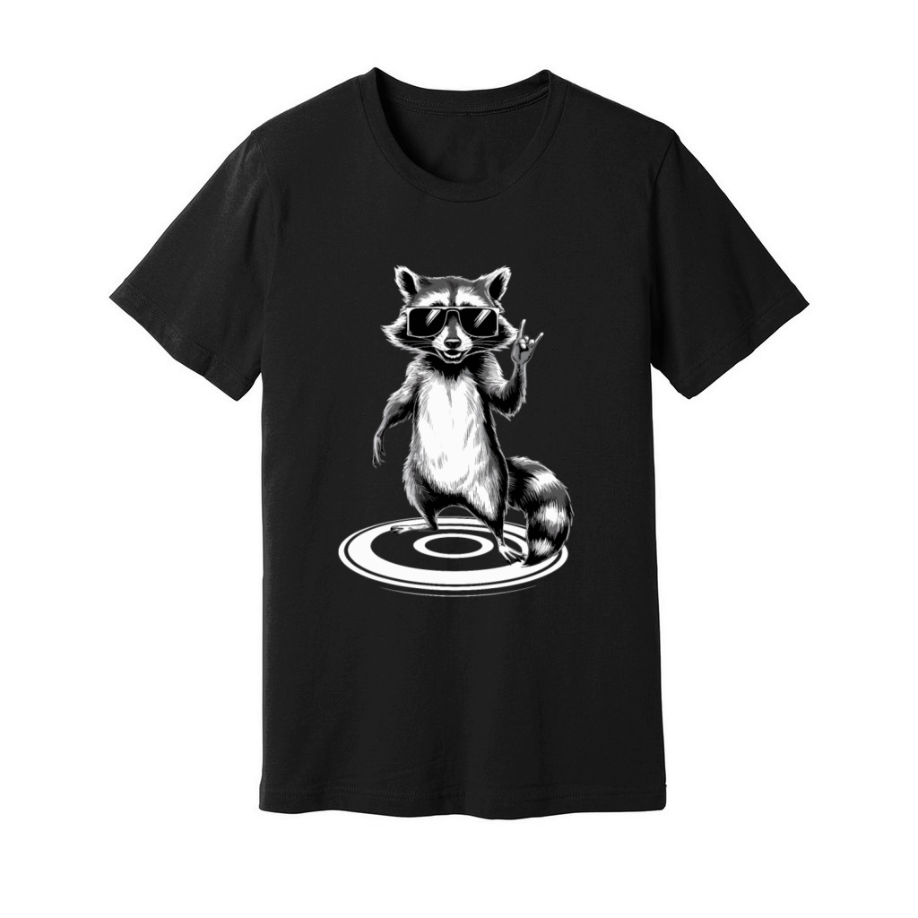 Rock On Concert Festival Music Funny Raccoon Unisex Jersey Tee