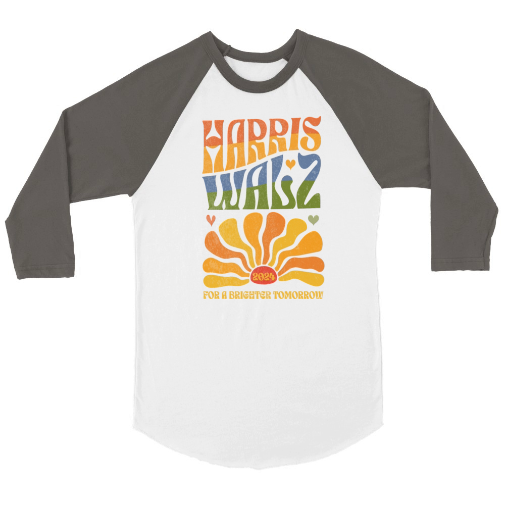 Harris Walz 2024 For A Brighter Tomorrow Unisex ¾ sleeve Raglan T-shirt