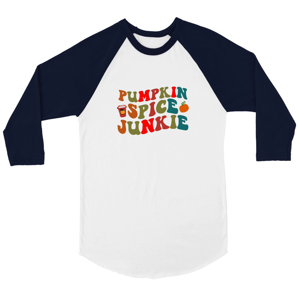 pumpkin spice junkis Unisex ¾ sleeve Raglan T-shirt