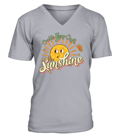 Retro Create Your Own Sunshine Design V-Neck T-shirt