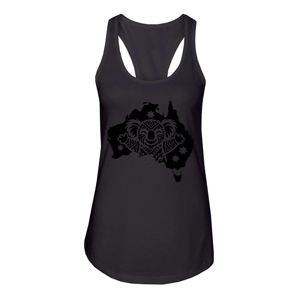 Happy Australian Koala Continent Tattoo Style Women's Racerback Tank