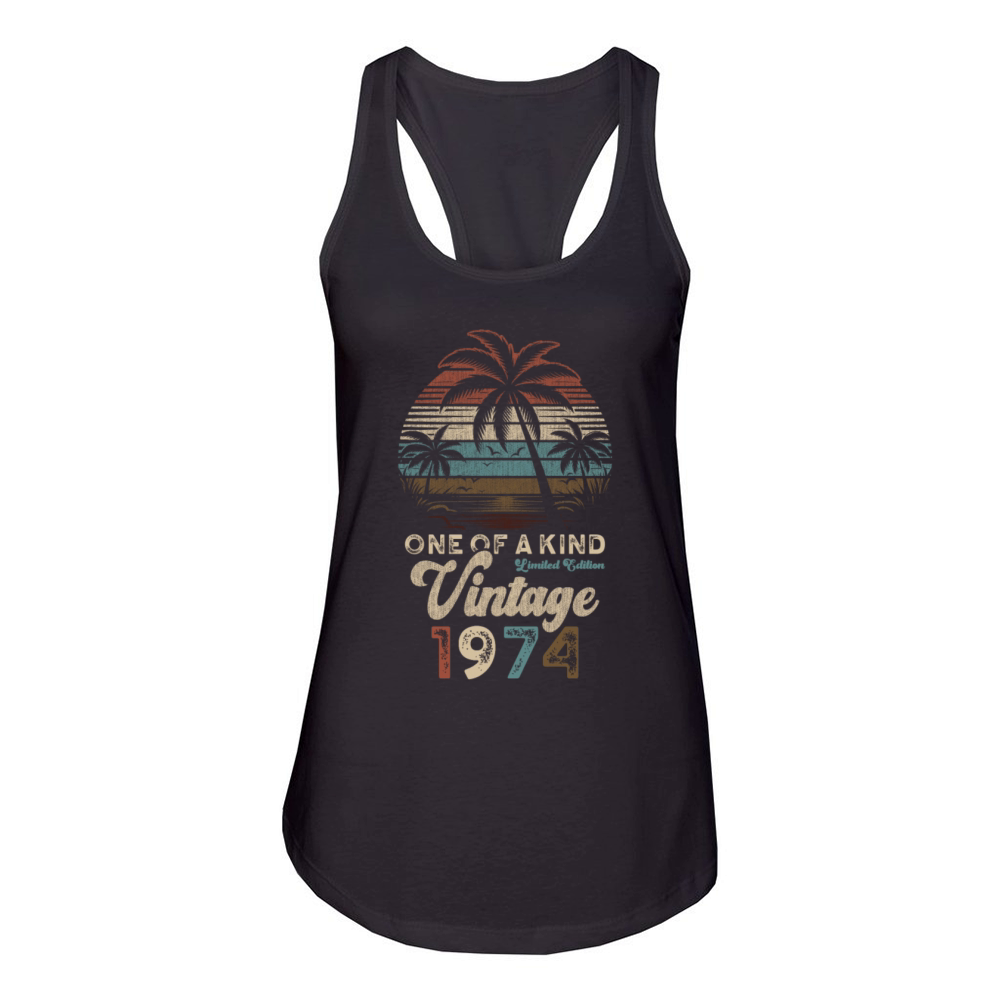 Vintage 1974 Birthday Palm Trees Women's Racerback Tank