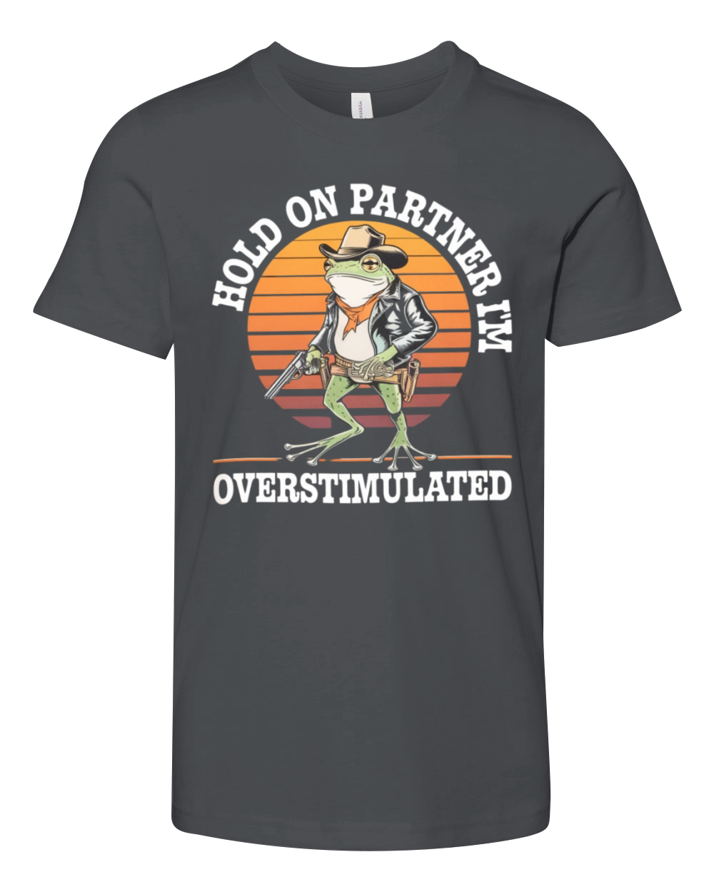 Hold On Partner Im Overstimulated Cowboy Frog Youth Unisex Jersey Tee