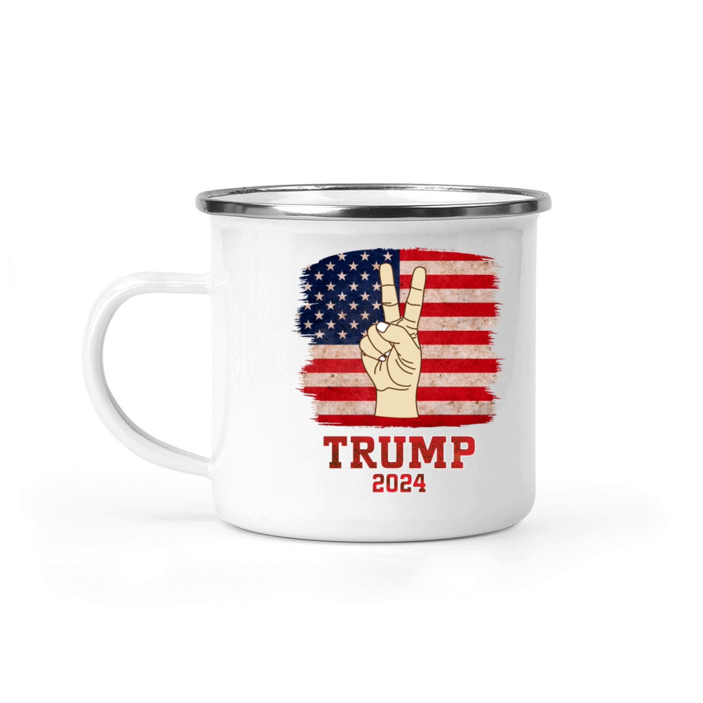 Trump Fist 2024 Vintage US Flag Design Camping Mug