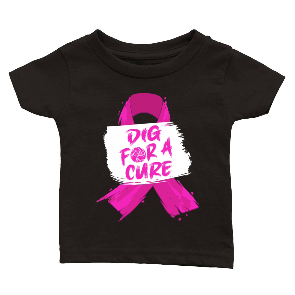 Dig For A Cure Breat CancerPink Ribbon Classic Baby Crewneck T-shirt
