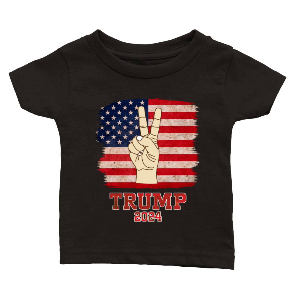 Trump Fist 2024 Vintage US Flag Design Classic Baby Crewneck T-shirt