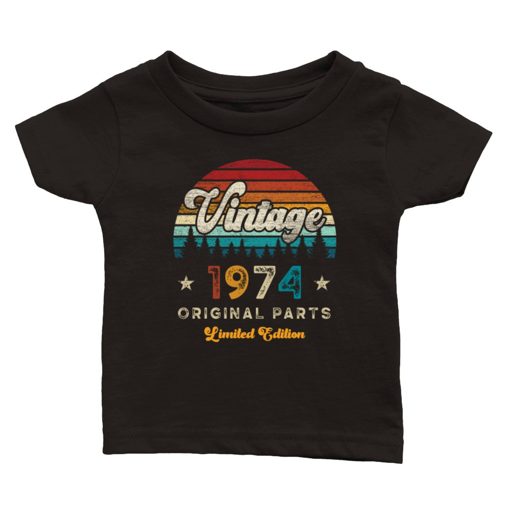 Vintage 1974 Birthday Retro Classic Baby Crewneck T-shirt