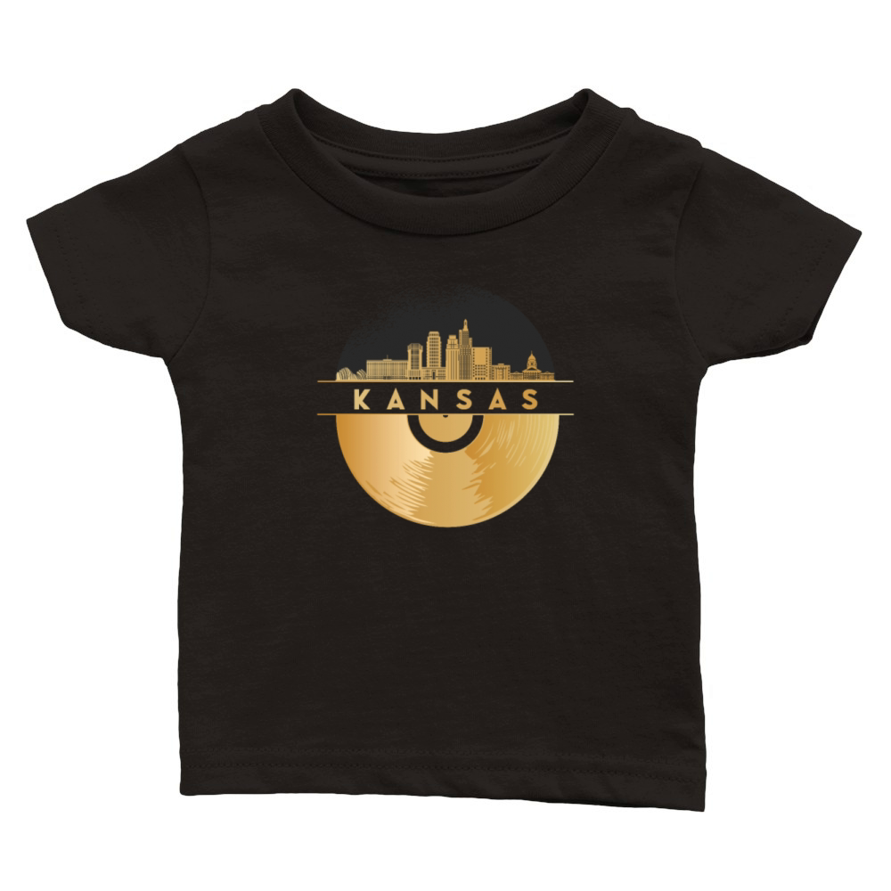 Vinyl-Record-Player Disco-Music Skyline-Kansas Classic Baby Crewneck T-shirt