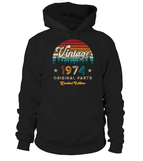 Vintage 1974 Birthday Retro Hoodie Unisex