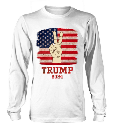 Trump Fist 2024 Vintage US Flag Design Long sleeved Unisex