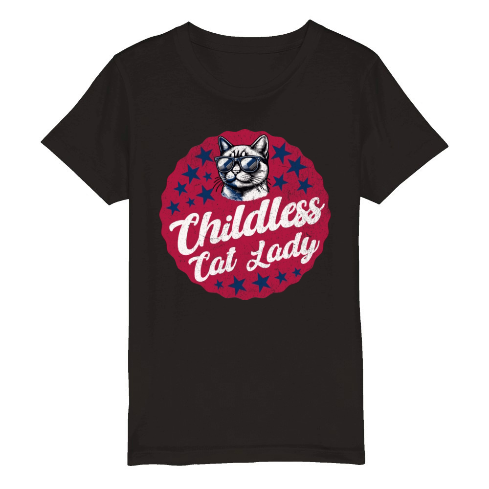 Childless Cat Lady Vintage Organic Kids Crewneck T-shirt