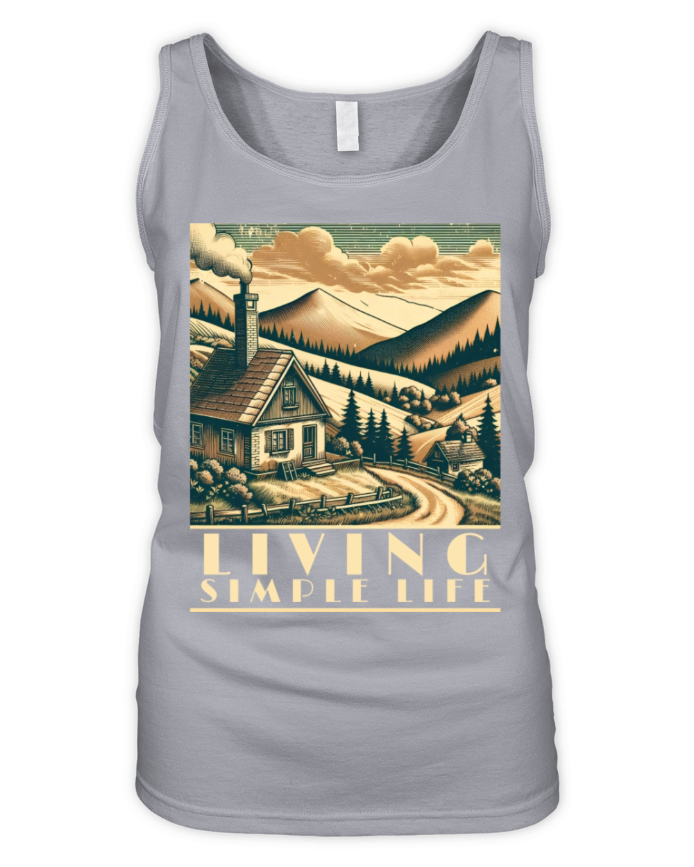 Cozy Cottage Retro Art Organic Women's Tank Top