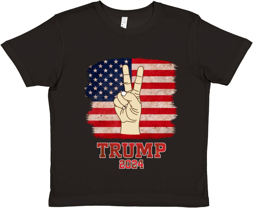 Trump Fist 2024 Vintage US Flag Design Premium Kids Crewneck T-shirt