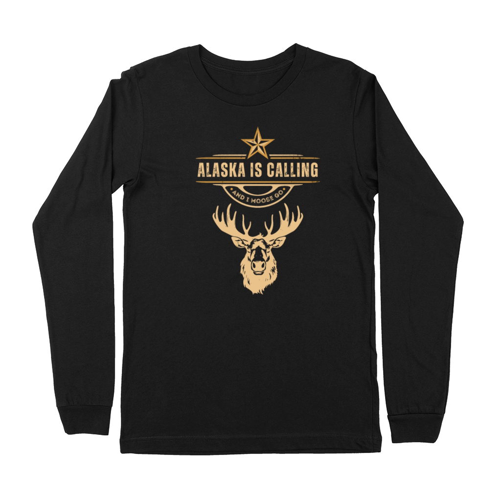 Alaska Moose Tourist Travel Funny is Calling and I Premium Long Sleeve