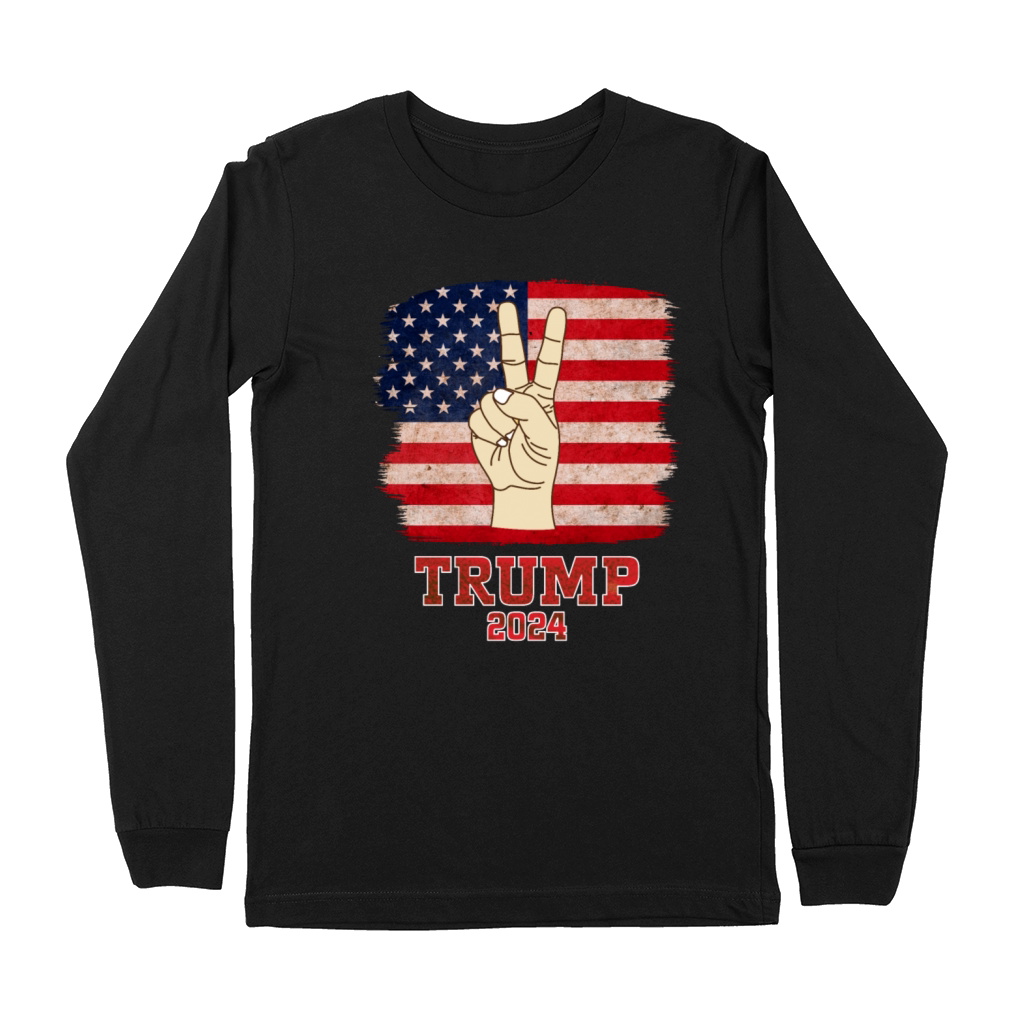 Trump Fist 2024 Vintage US Flag Design Premium Long Sleeve