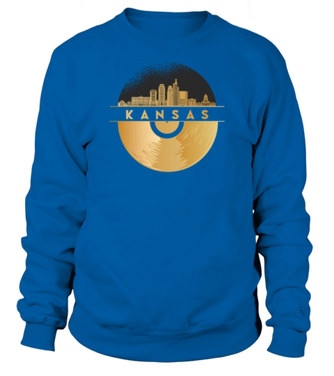 Vinyl-Record-Player Disco-Music Skyline-Kansas Sweatshirt Unisex