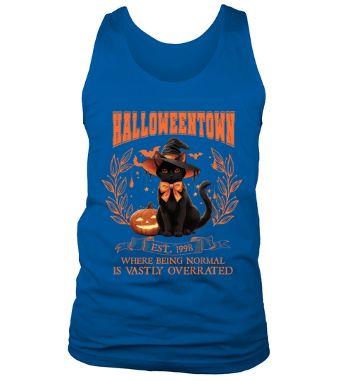 Retro Vintage Halloweentown Black Cat EST 1998 Hal Tank Top Unisex