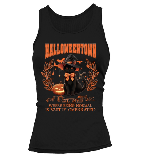 Retro Vintage Halloweentown Black Cat EST 1998 Hal Tank top Woman