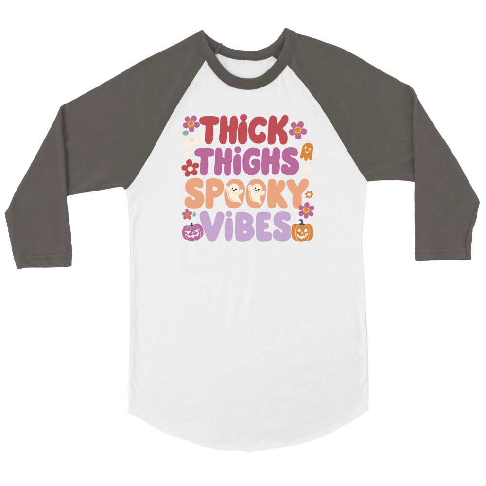 Thick Thighs Spooky Vibes Unisex ¾ sleeve Raglan T-shirt
