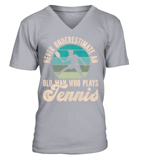 Funny Tennis Player Racket Grandpa V-Neck T-shirt