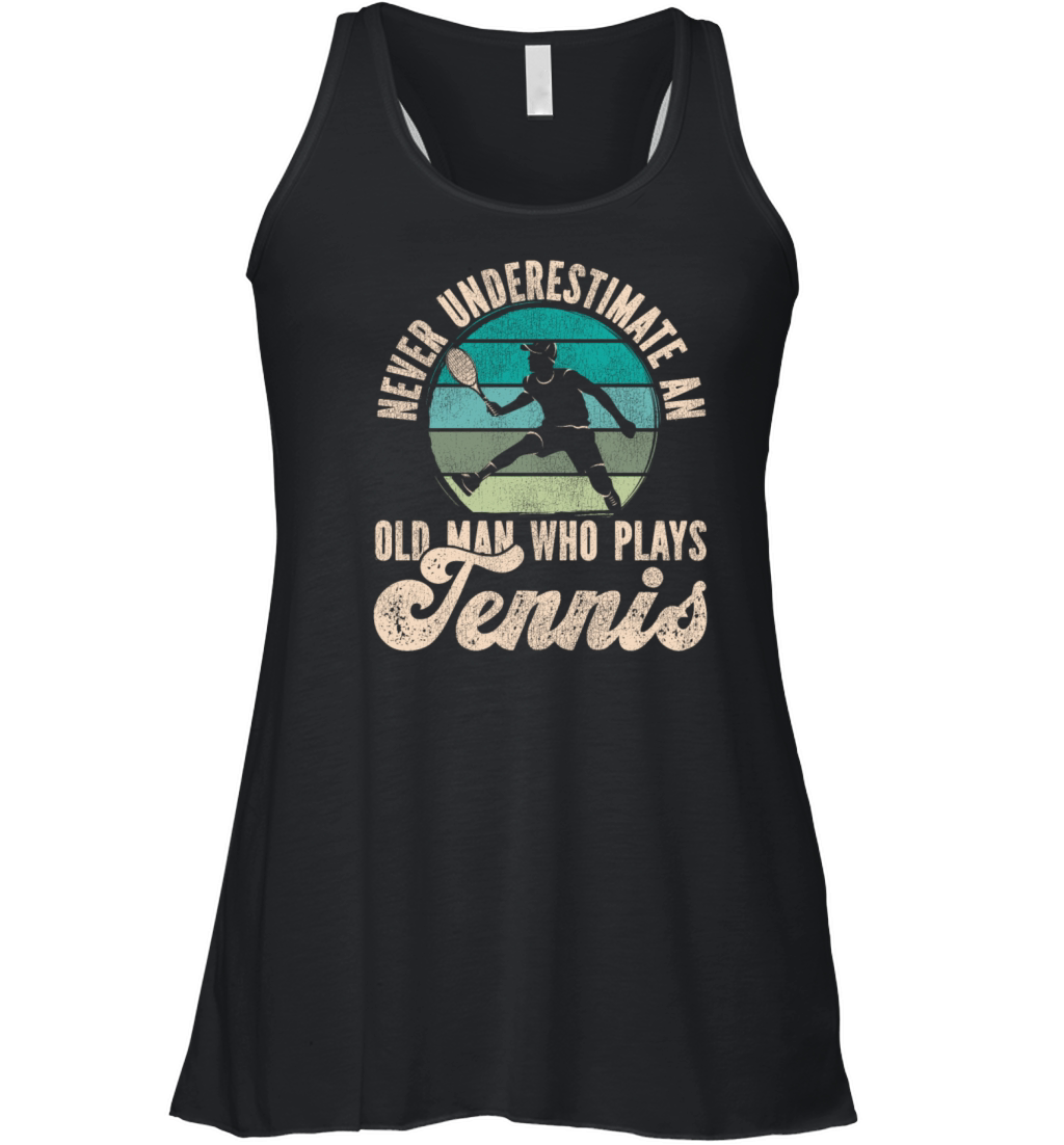 Funny Tennis Player Racket Grandpa Women's Flowy Tank Top