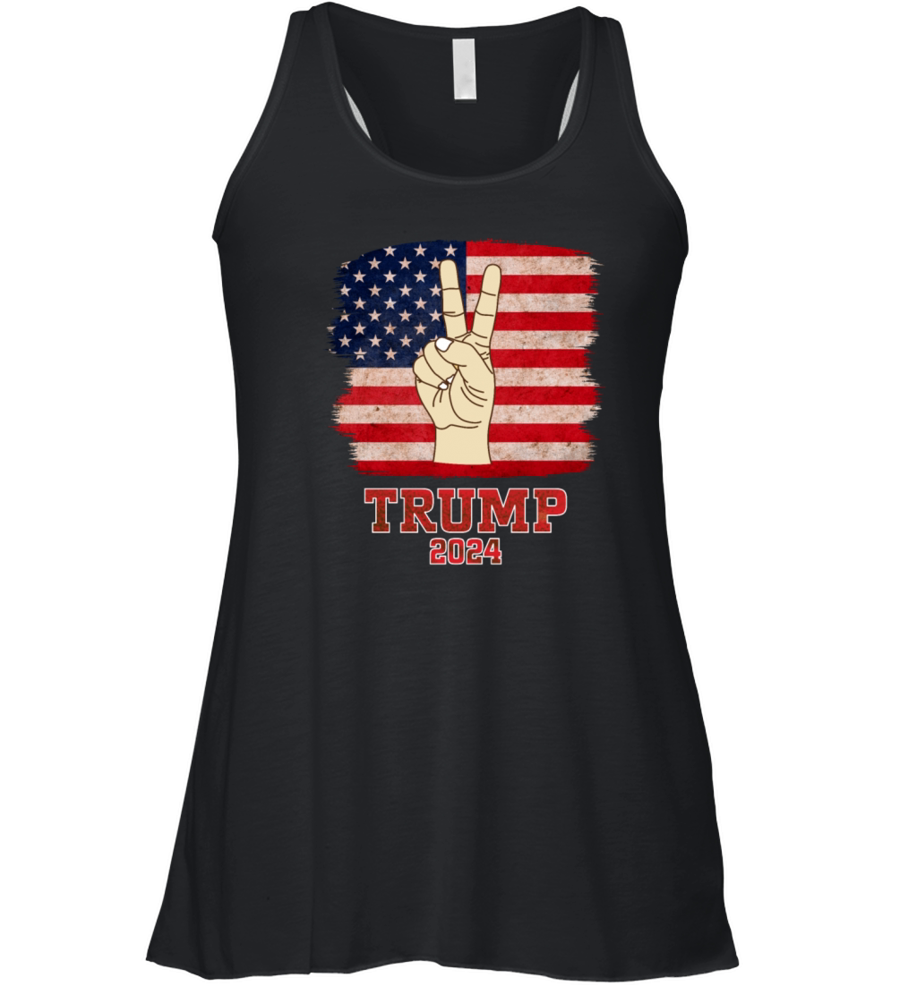 Trump Fist 2024 Vintage US Flag Design Women's Flowy Tank Top