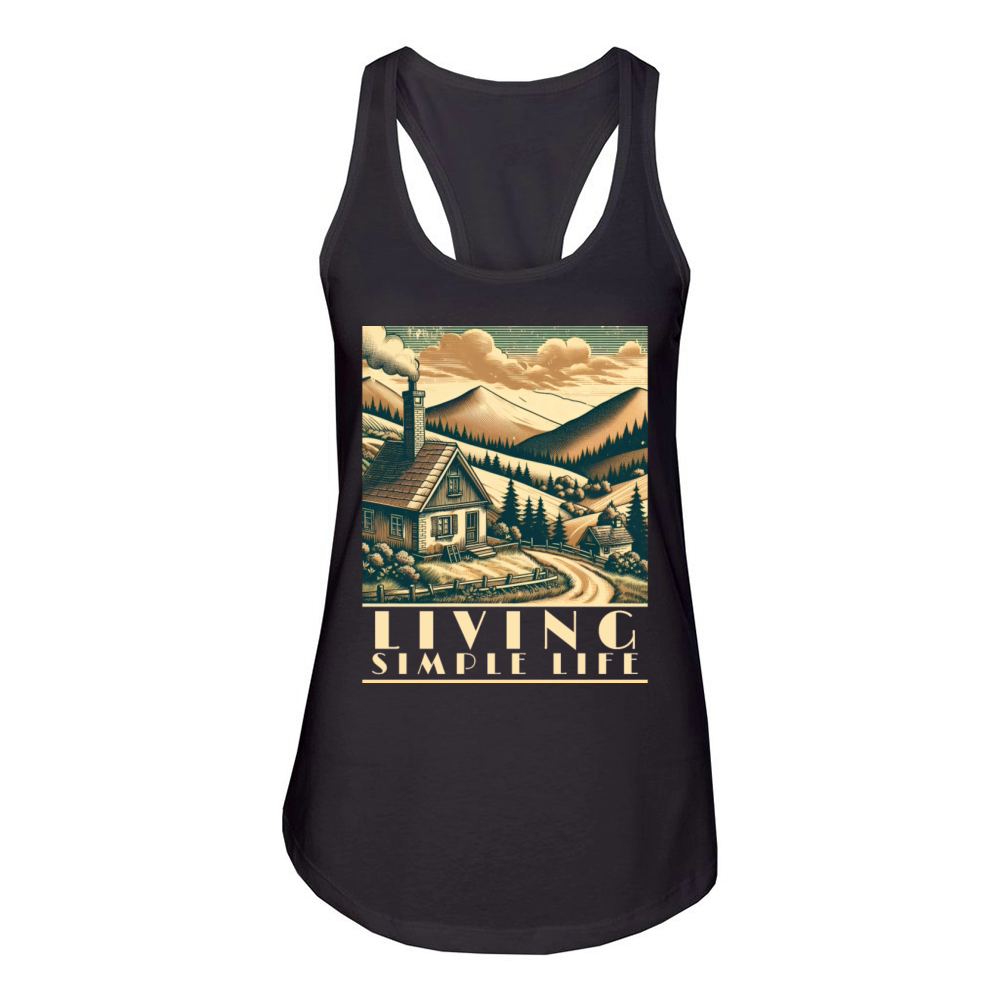 Cozy Cottage Retro Art Women's Racerback Tank