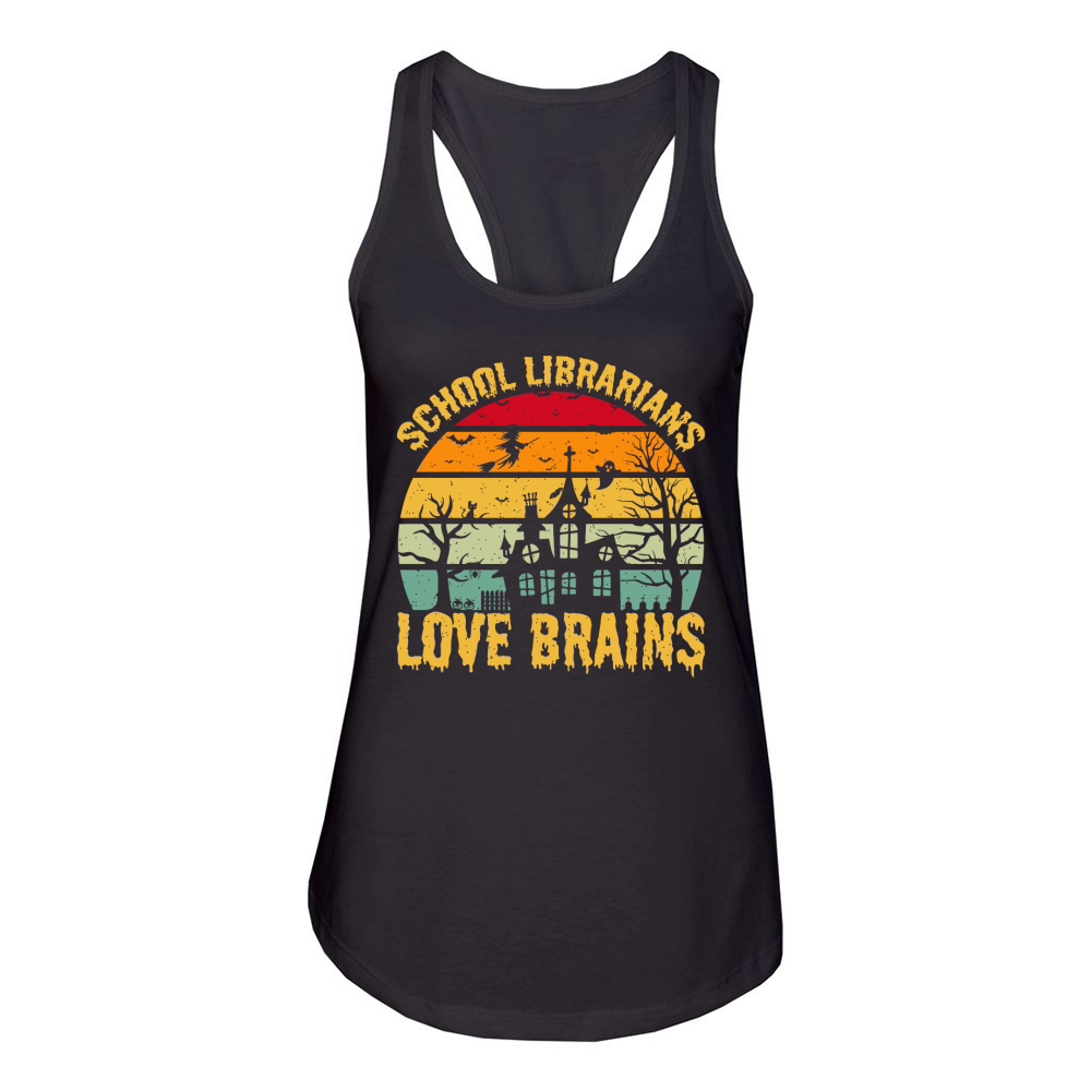 School Librarians Love Brains 1 Women's Racerback Tank