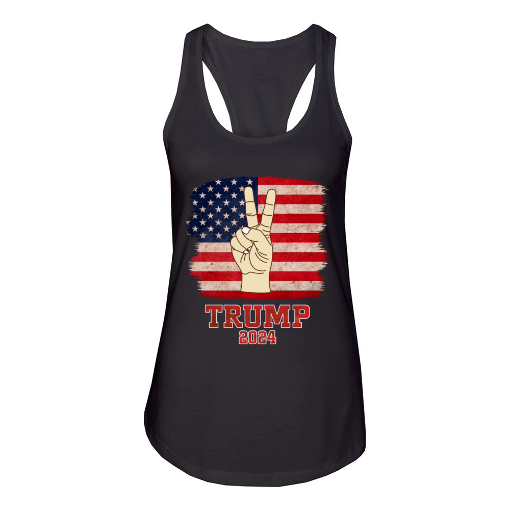 Trump Fist 2024 Vintage US Flag Design Women's Racerback Tank