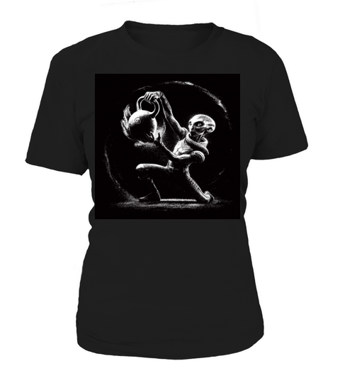 Power of alien kettlebell fitness black and white Women's T-Shirt
