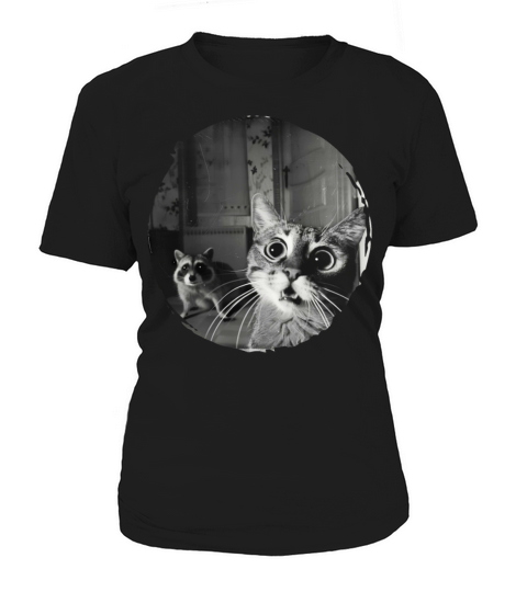 Vintage Surprised Cat and Raccoon Encounter Design Women's T-Shirt