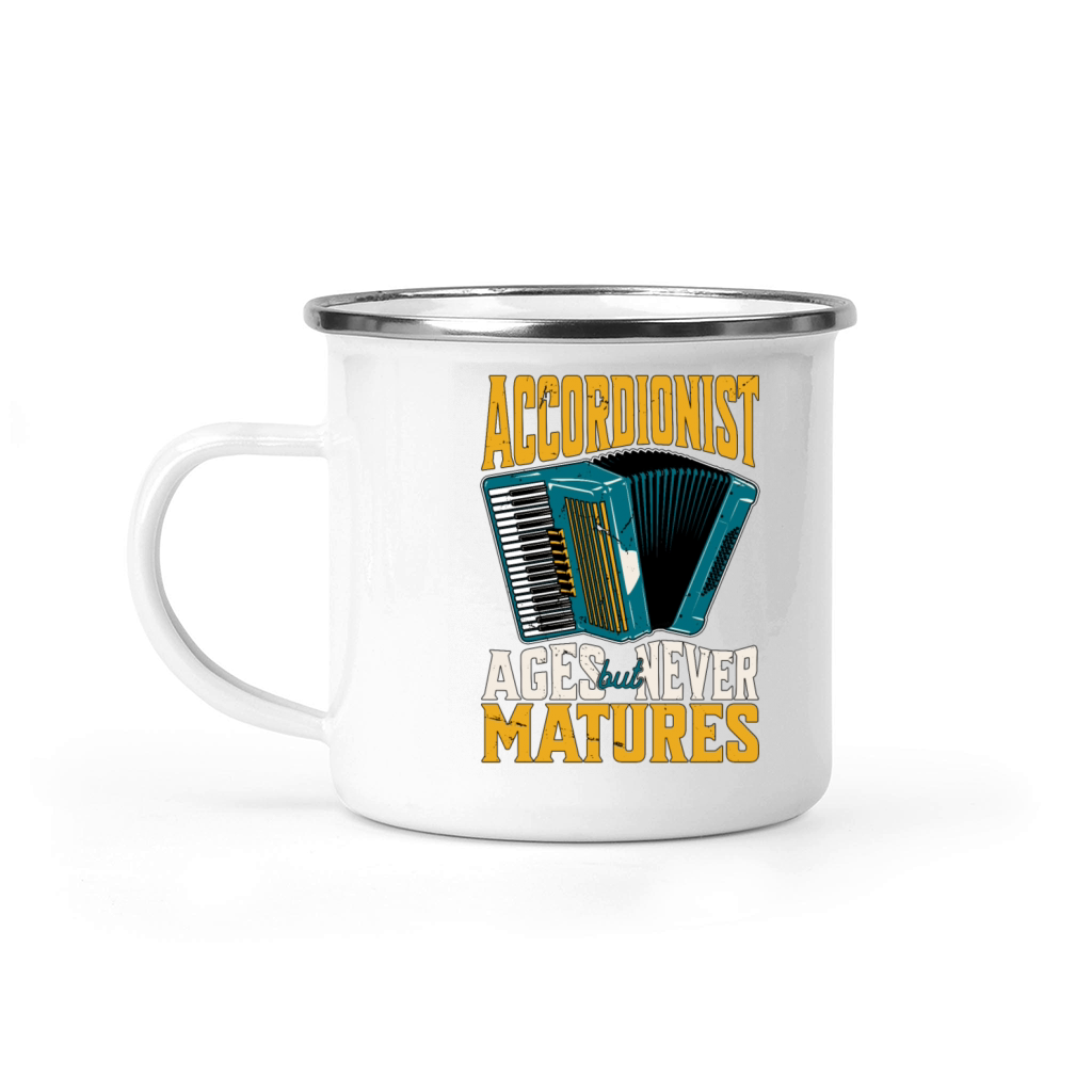 Accordionist Ages But Never Matures Folk Music Camping Mug