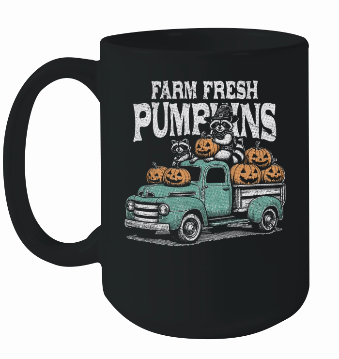 Farm fresh pumpkins Raccoon D Color GR Ceramic Mug