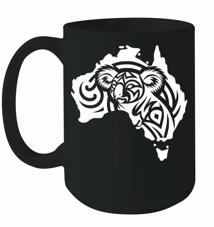 Koala In Australian Continent Tattoo Style Ceramic Mug