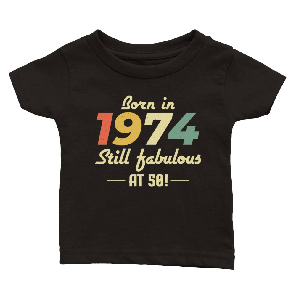 Vintage 1974 50th Birthday Gift for Dad Mom Classic Baby Crewneck T-shirt