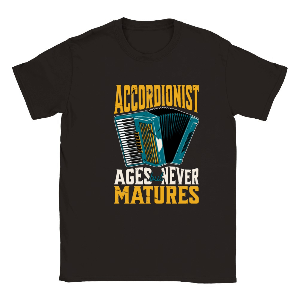 Accordionist Ages But Never Matures Folk Music Classic Kids Crewneck T-shirt