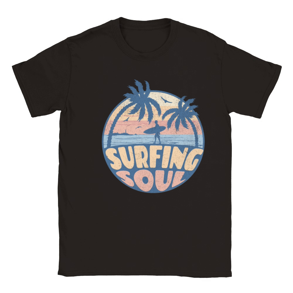 Surfing Soul Retro Sunset Vibes Classic Kids Crewneck T-shirt