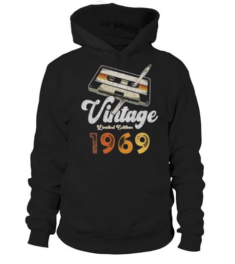 Vintage 1969 Birthday Cassette Pencil Hoodie Unisex