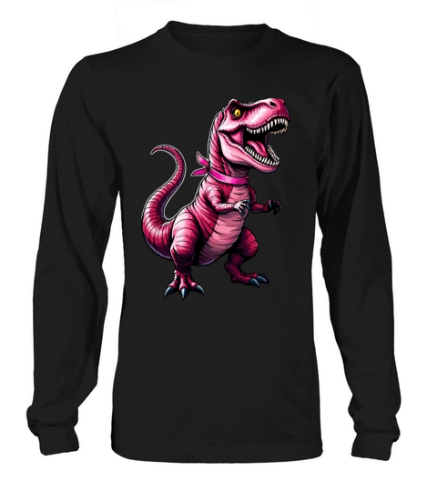Breast Cancer Awareness Dinosaur Pink Ribbon Long sleeved Unisex
