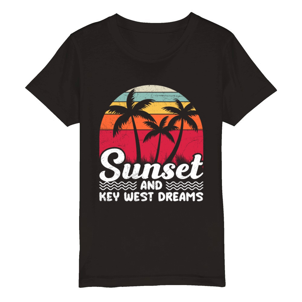 Florida SUNSET AND KEY-WEST DREAMS Vintage Organic Kids Crewneck T-shirt