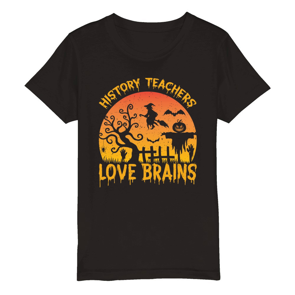 History Teachers Love Brains 2 Organic Kids Crewneck T-shirt
