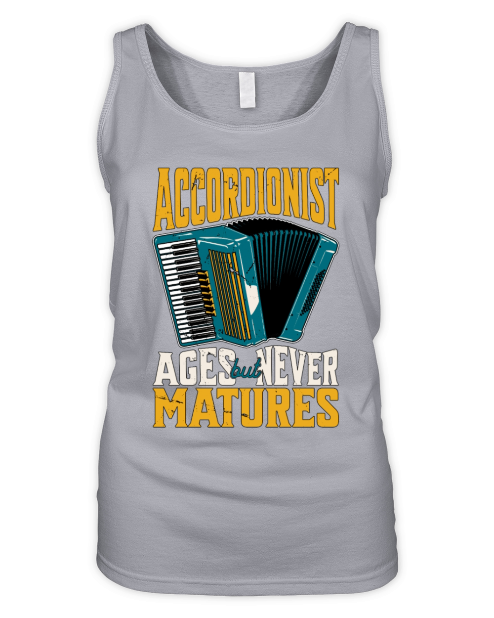 Accordionist Ages But Never Matures Folk Music Organic Women's Tank Top